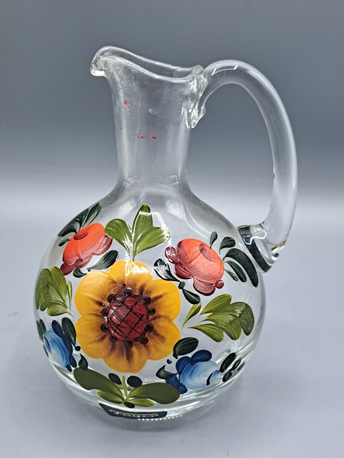 Füger Glaskaraffe, 12 cm hoch, Blumenmotiv